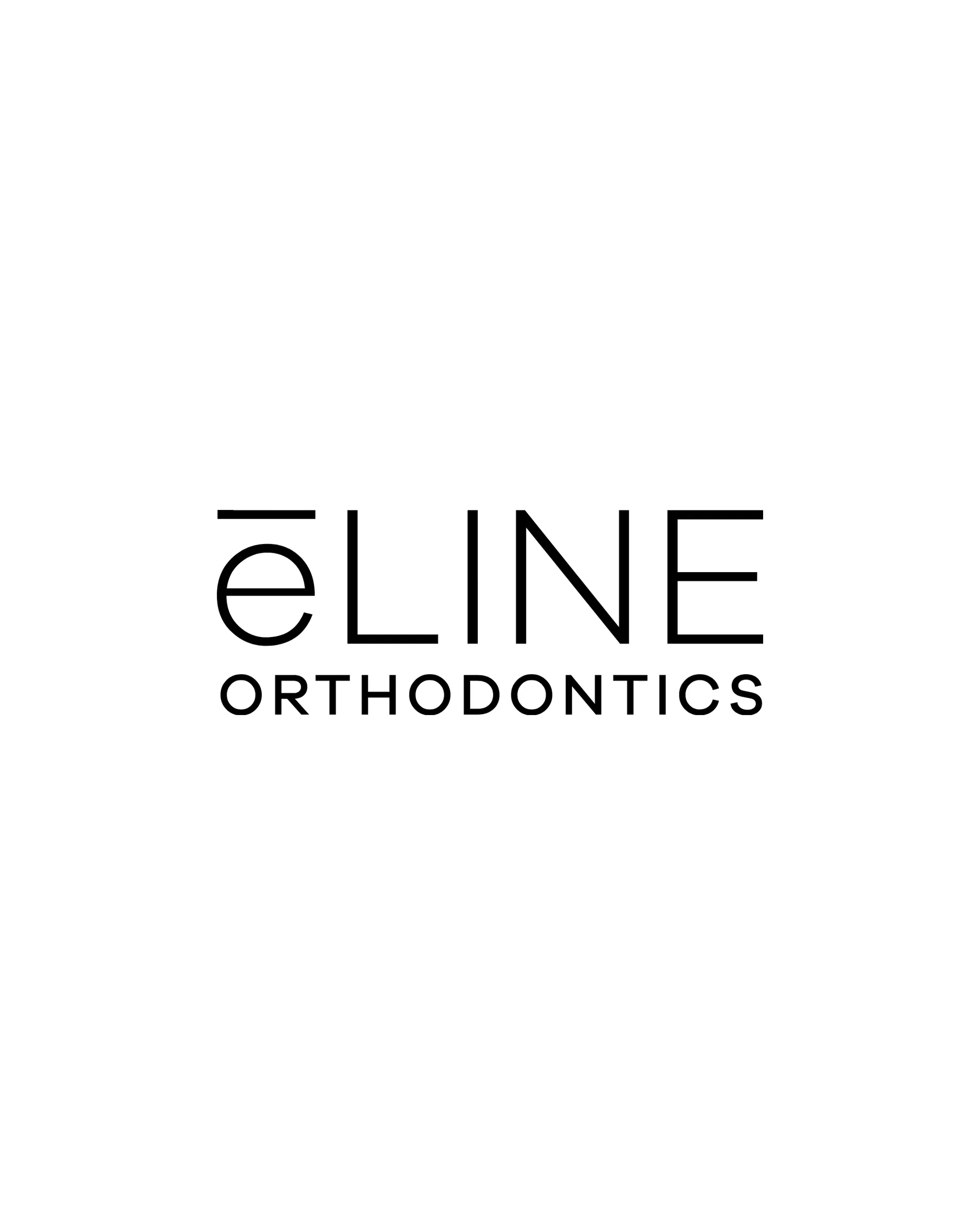 The e-LINE Orthodontics logotype drawing itself on a white ground